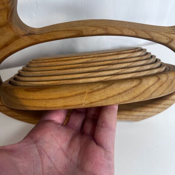 Duck Handcrafted Collapsible Wooden Basket Bread Fruit Bowl Decor Farmhouse - Picture 6 of 10